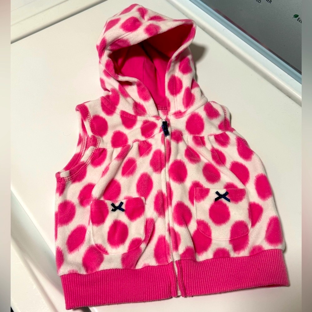 Carter's Pink and White Polka Dot Vest / Fleece